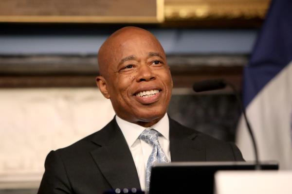 New York City Mayor Eric Adams speaks during his weekly in-person media availability at City Hall on June 25, 2024 in New York City.